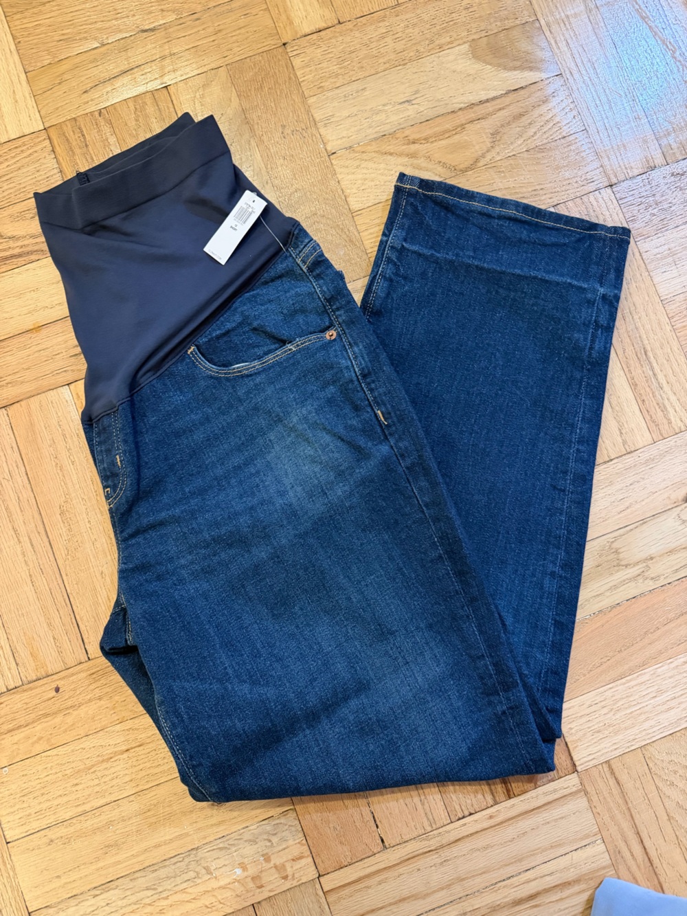 NWT Navy Navy Blue Maternity Straight-Leg Jeans